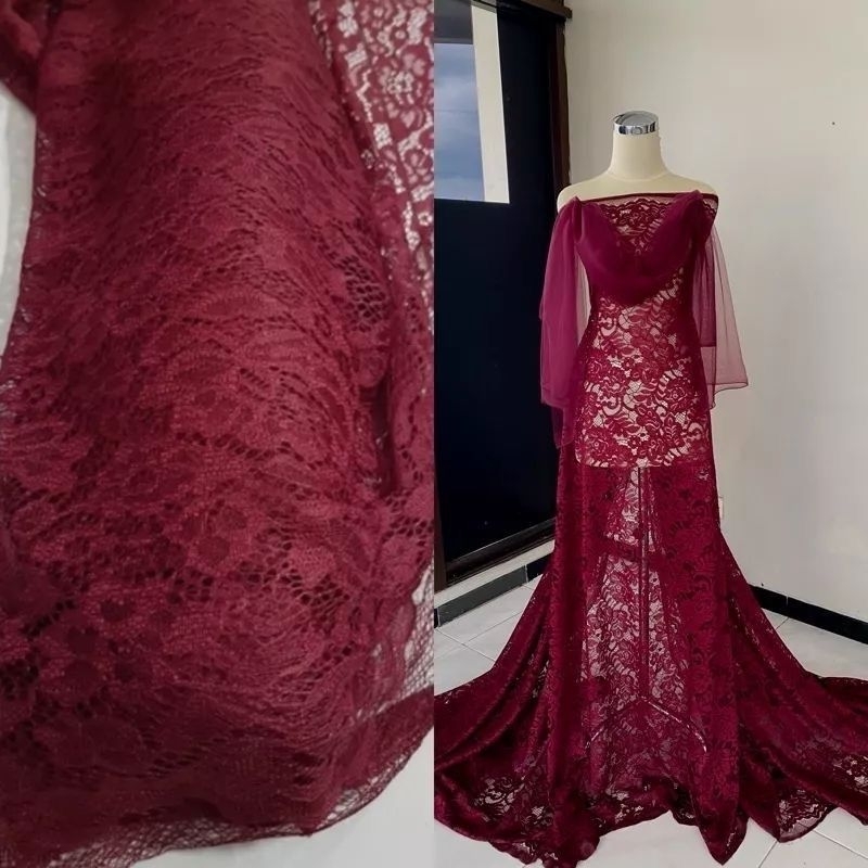 MURAH Kain bahan kebaya brokat meteran/bahan kebaya brokat.