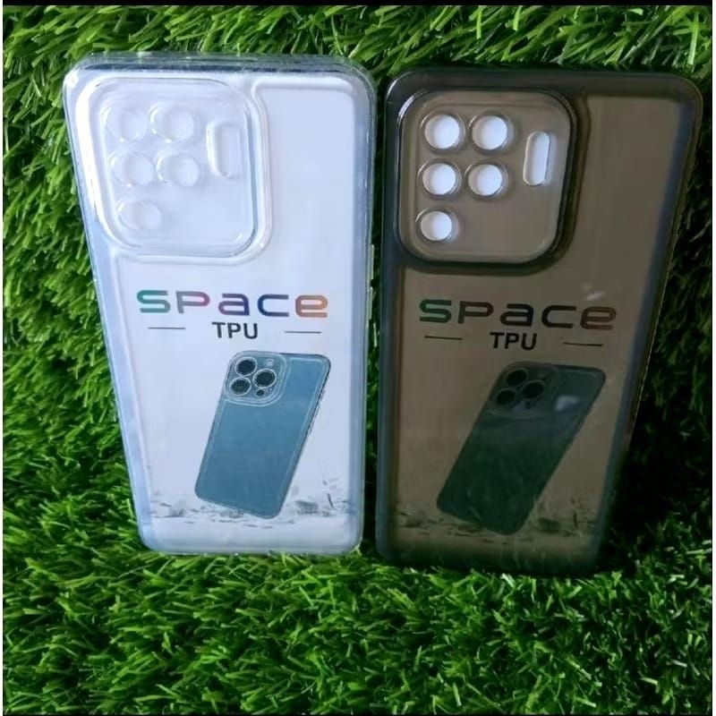 Case/Silikon Bening Space RENO 5F Casing Bening Clear Black Bahan bagus