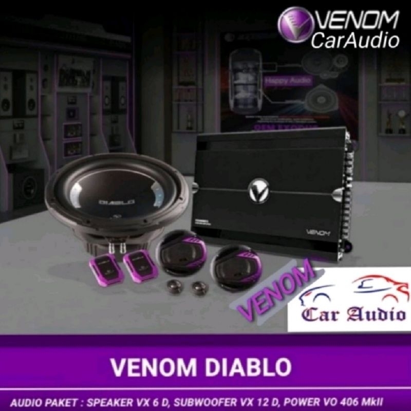 PAKET VENOM DIABLO POWER 4 CHANEL DIABLO + SPLIT DIABLO + SUBWOOFER DIABLO AUDIO MOBIL