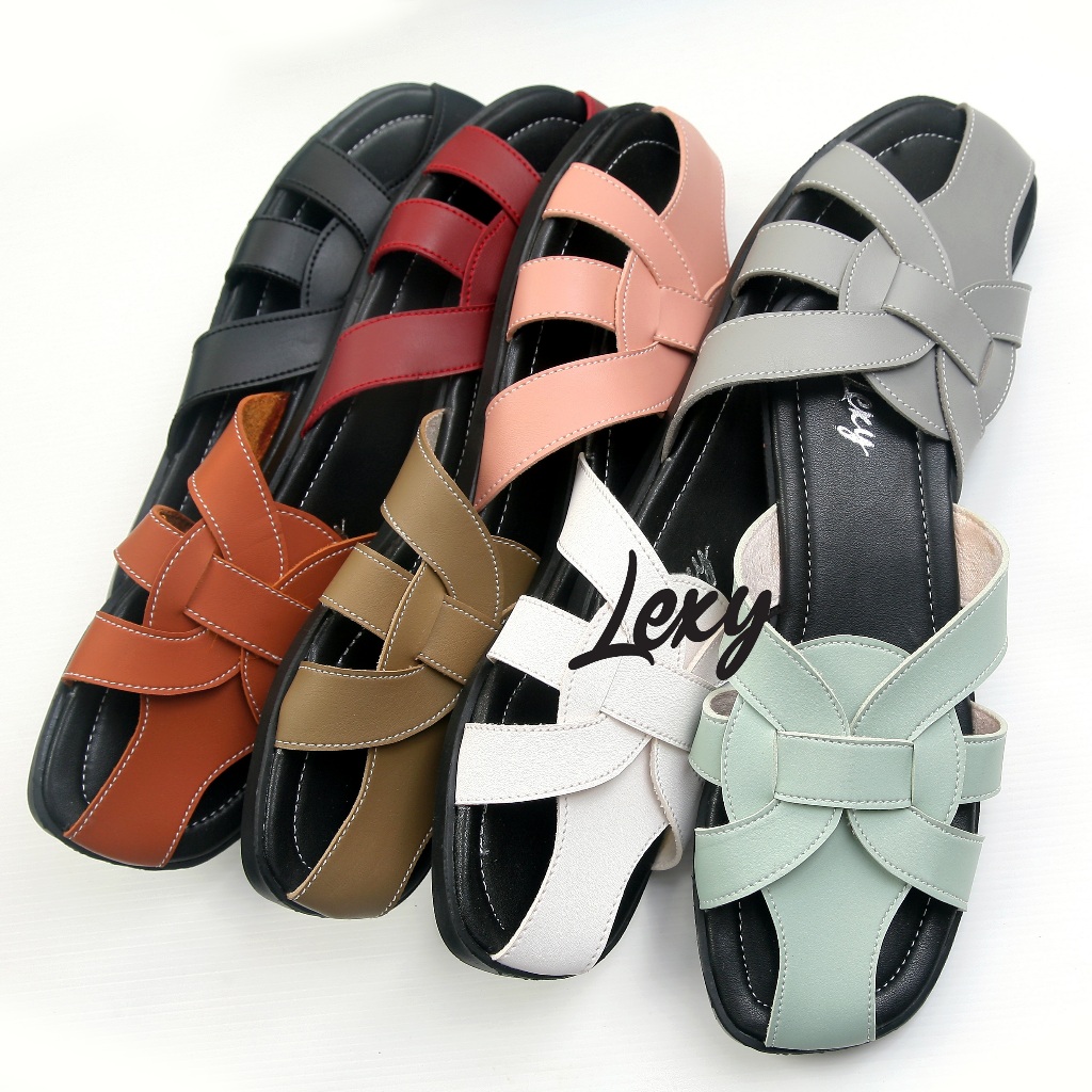 Lexy SAVERO Sandal Wanita Teplek Flat Sendal Kekinian Trendy Nyaman Stylish