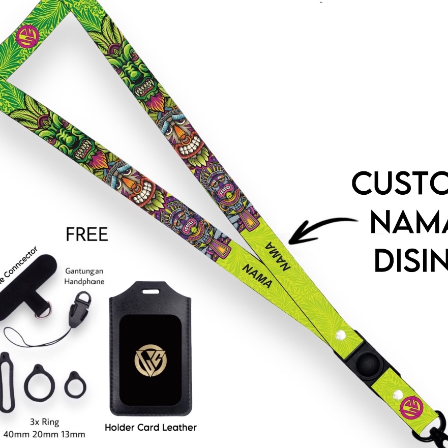 

Langka SOBH Craft Custom Nama Shaman Series Request Nama Satuan Gantungan Card Holder Tali 2cm