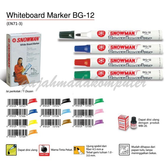 

Promo Hebat Spidol Snowman Whiteboard Board Marker BG12