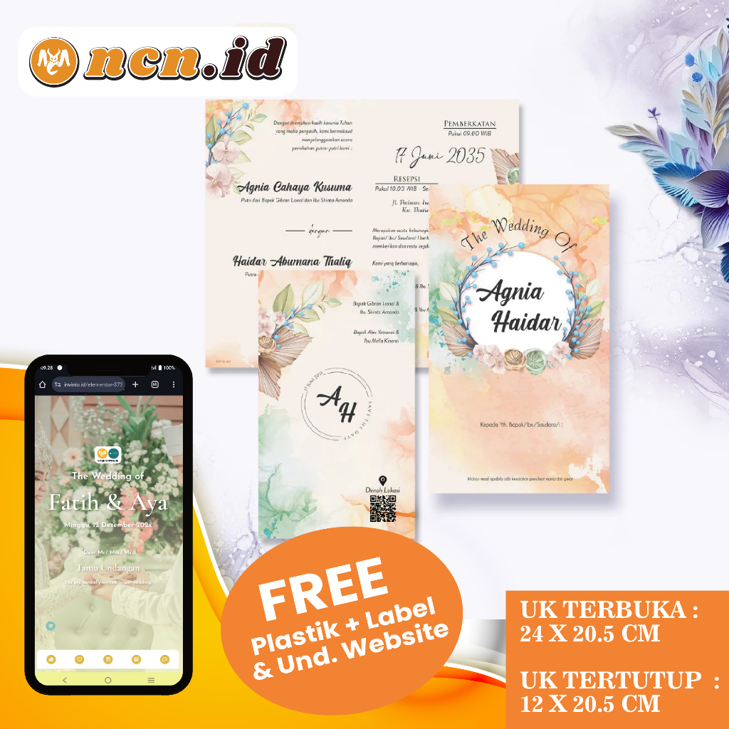 

NCN.ID Undangan Pernikahan MODEL C BAHAN BC Murah TERBAIK Elegant Rustic Termurah di indonesia FREE Undangan Digital Website