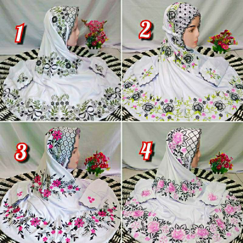 Elmika Store || Mukena Terusan Dewasa - Mukena Terusan Bordir - Mukena Lajuran Bordir - Mukena Anak 