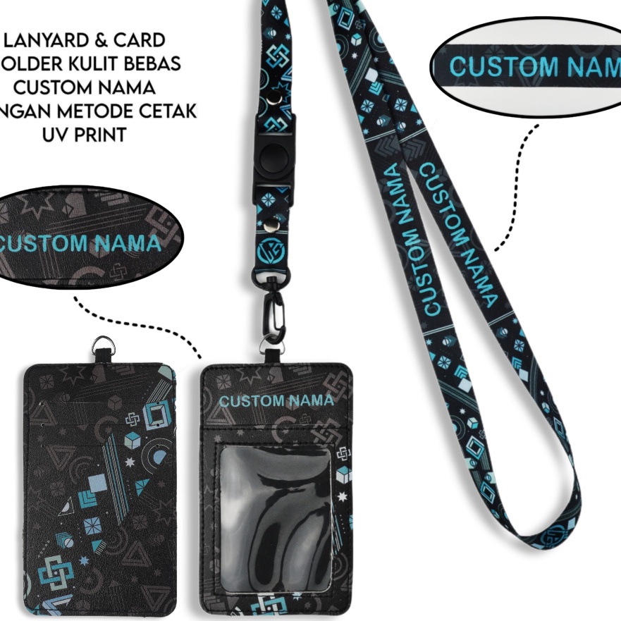 

Wow V3 Id Card Holder Leather Custom Custom Nama Abstract Series Gantungan Tali Holder Id Card Kulit UV Print