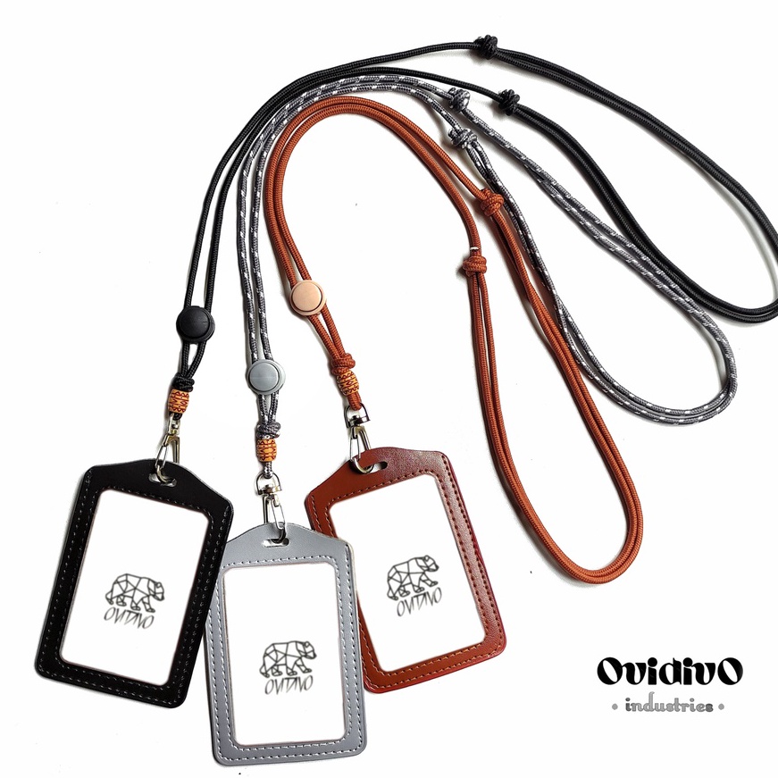 

FG2 ID card paracord gantungan tali nametag kulit