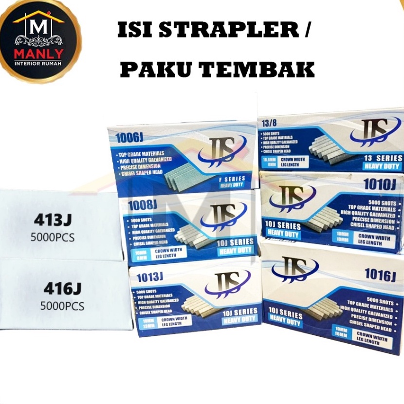 

Gila Air Stapler Gun 416 J 413J Paku U isi pcs Refill isi Staples 416 J 413J