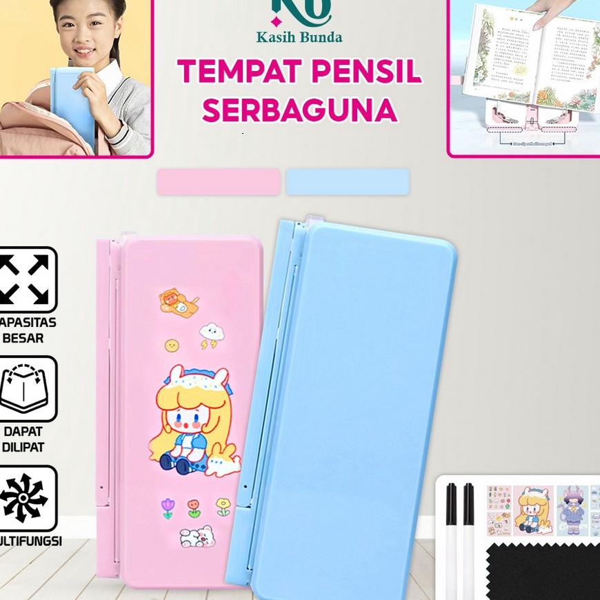

Diskon Tempat Pensil Lipat 2IN1 Multifungsi Tempat Penyimpanan Alat Tulis Anak Sekolah Pencil Case Book Holder Poble Kotak Pensil Lipat dengan Tatakan Buku dan Papan TulisMPraktis BUNDA A73