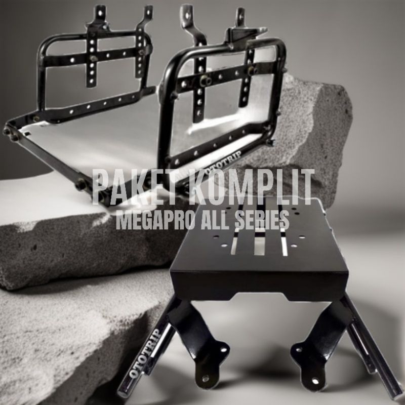 Paket komplit Breket/bracket top box model geser dan side box samping/SB 2000 motor MEGAPRO ALL SERI