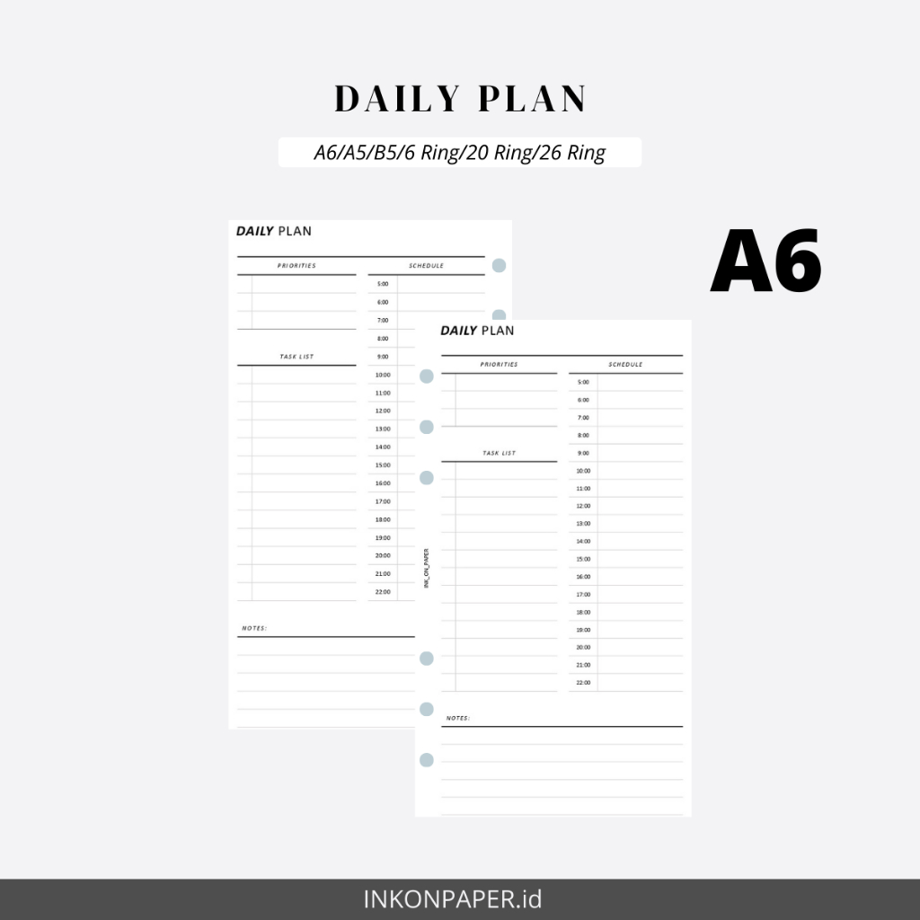 

A6 - Planner, Daily Planner, Minimalist Daily Planner by INK_ON_PAPER