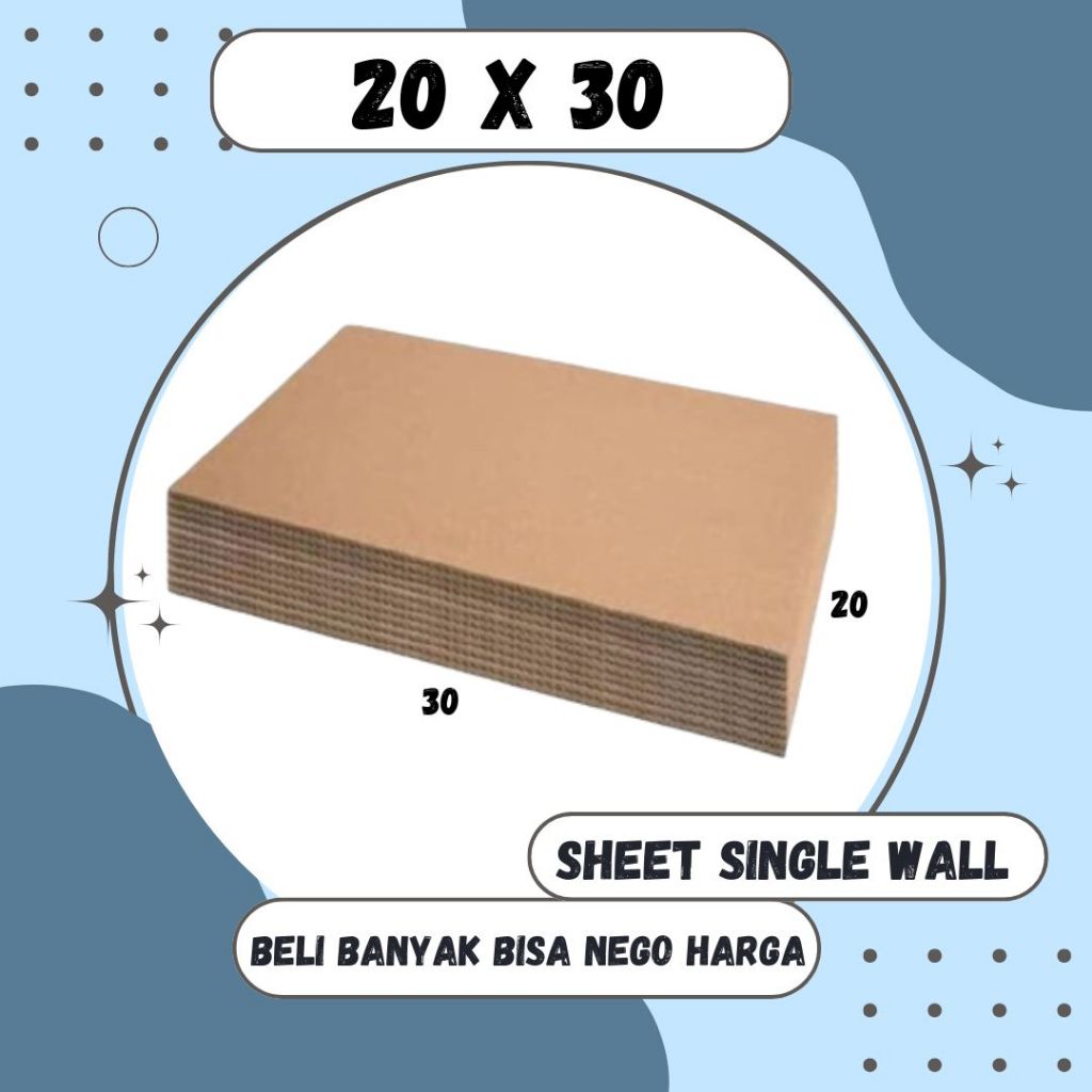 

Sheet 20x30 / 20x20 Lembaran Bahan Polos Single Wall Kardus Coklat Karton Packing