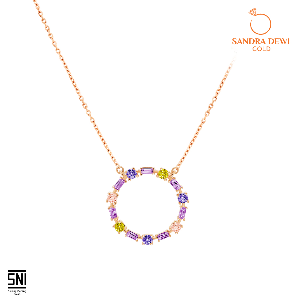Kalung Sandra Dewi Gold Baguette Rainbow NC220549