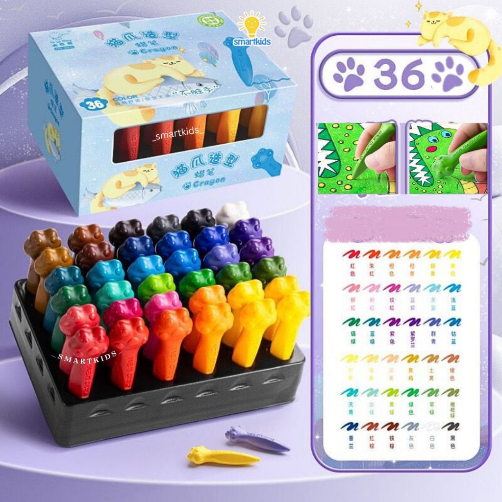 

RB Cat Paw Krayon Warna Cerah Tangan Bersih Crayon Minyak Oil Pastel Menggambar Anak Edukasi