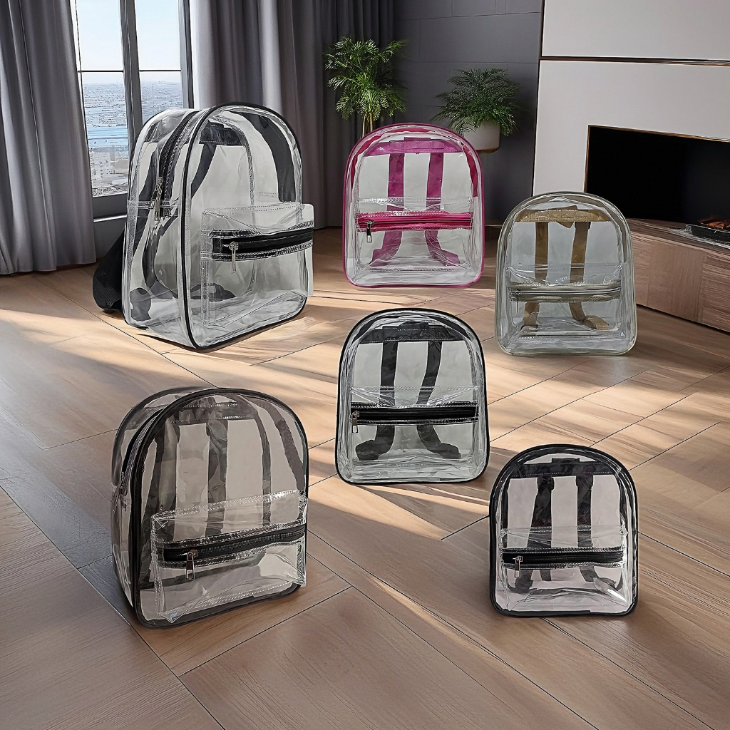 Tas Wanita Tas Ransel Backpack Transparan PVC Konser Mika Plastik Fashion Wanita 2 In 1 Korean Style