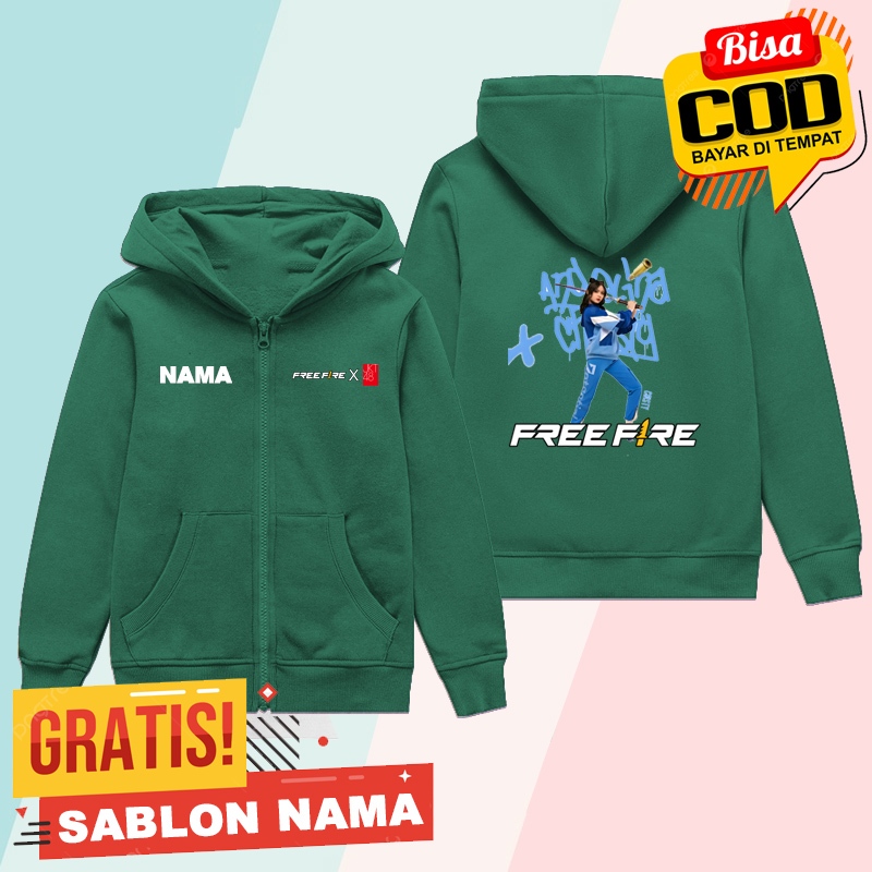 JAKET ZIPPER ANAK MOTIF MEMBER CHRISTY JKT48 X FREEFIRE