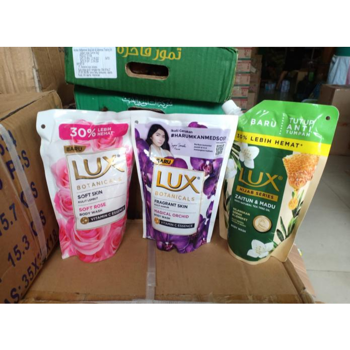 Lux Sabun Cair 400ml, Lux Botanicals Sabun Mandi Cair Soft Rose Refill 400 ml, Lux Botanicals Sabun 