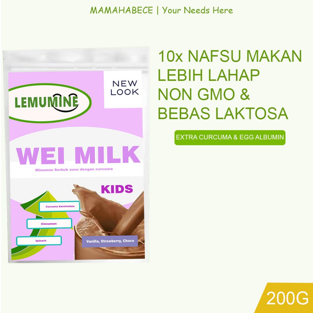 

Vitamin Anak Daya Tahan Tubuh Penambah Nafsu Makan Susu Penggemuk Badan Anak Penambah Berat Badan Anak Lemumine (200G)