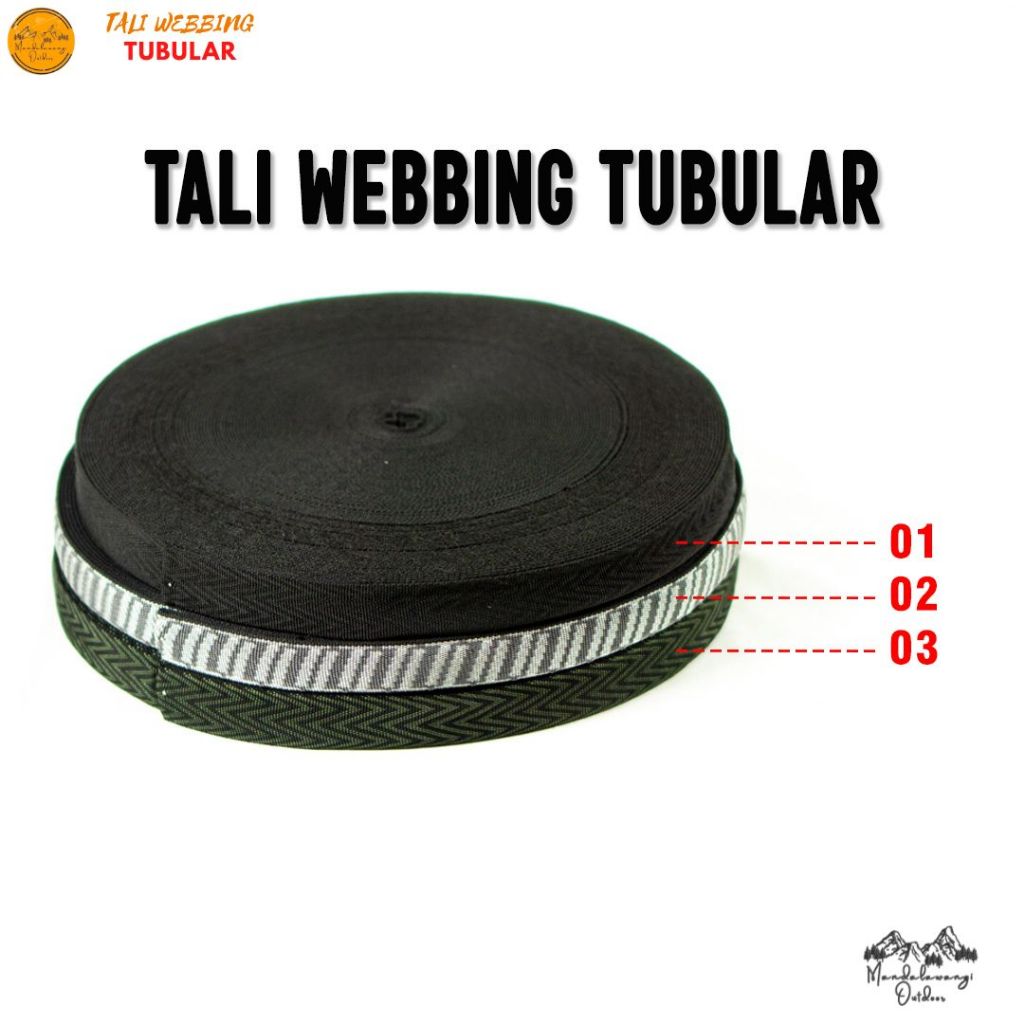 Tali Webing Tubular Tebal 1 Roll Webing Double Tali Hammock  Sling Webbing Flying Fox Diamater 2.5Cm