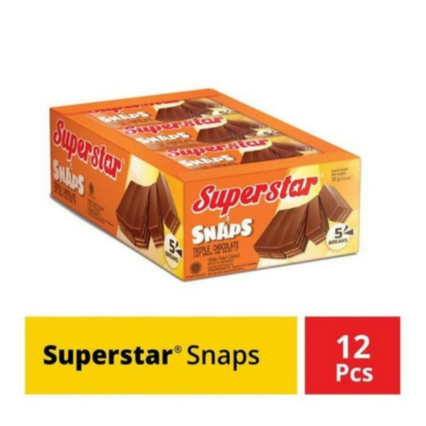 

1 Pak SuperStar Snaps Wafer Salut Coklat Isi 12 Pcs 28 Gr