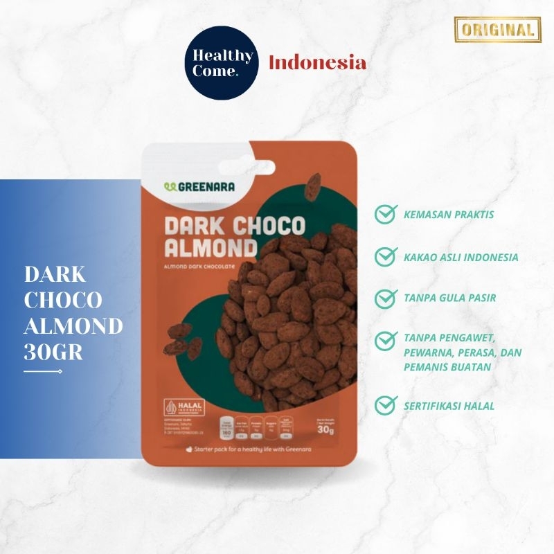 

One Serving Dark Choco Almond 30gr | Greenara