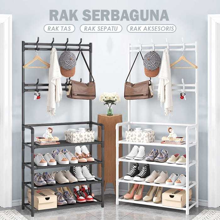 PROMO - Stand Hanger Gantung Baju Tas Topi Rak Sepatu Modern / Gantungan Susun Serbaguna Kerudung Ji