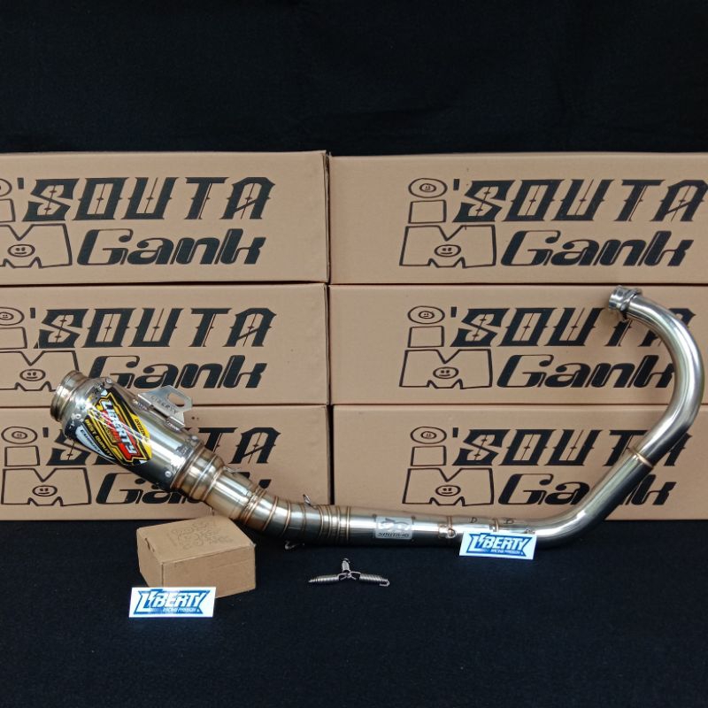 Knalpot KLX 150bf D-Tracker Crf 150l WR155 type kolong bending bawah inlet 50mm original Liberty Rac