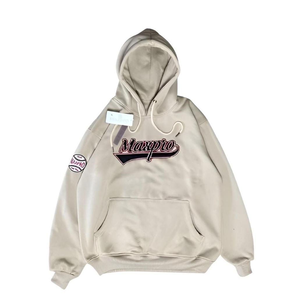 Sweater Hoodie Maxpro Cream Pria keren jaket Hoodie Jumper Motif Full Bordir Keren
