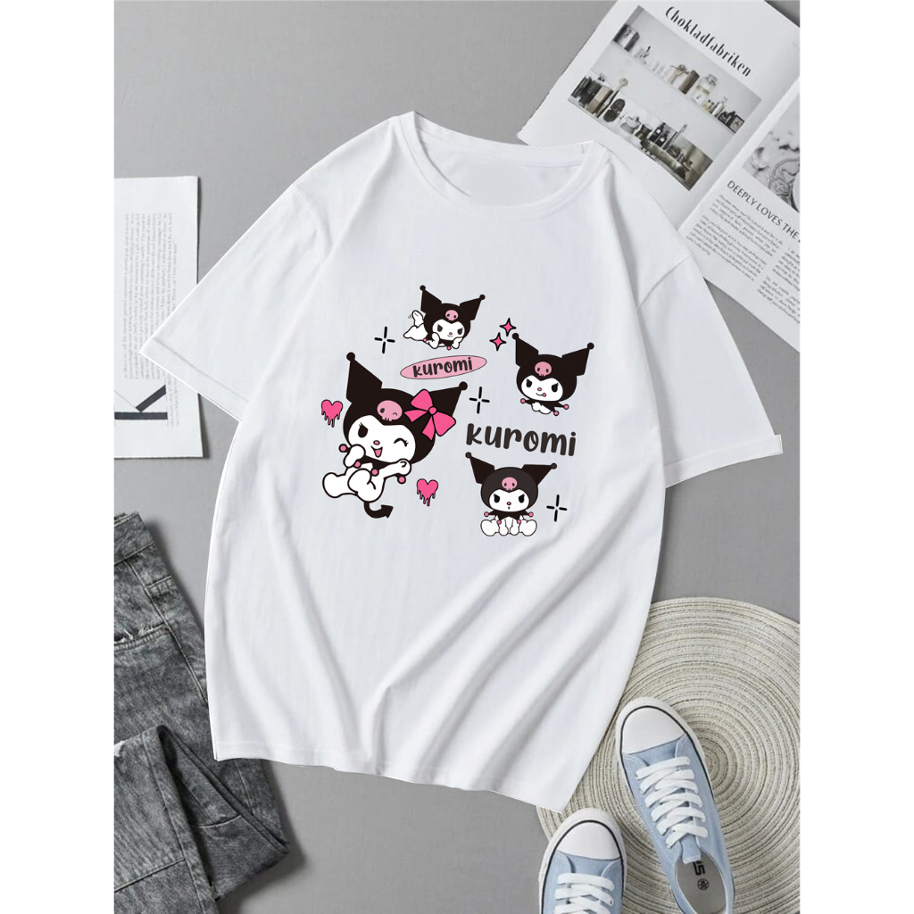 Haruko T-shirt Oversize Kuromi Kaos Oversize Cotton Unisex