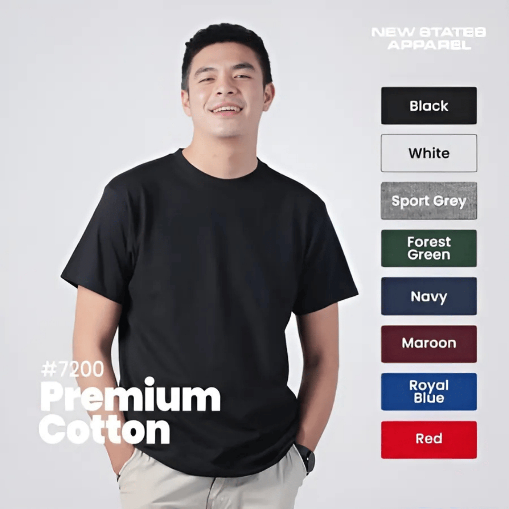 Kaos Polos New States Apparel 7200 Premium Cotton T-shirt Combed 24s baju pria 100 dapat 5 pcs