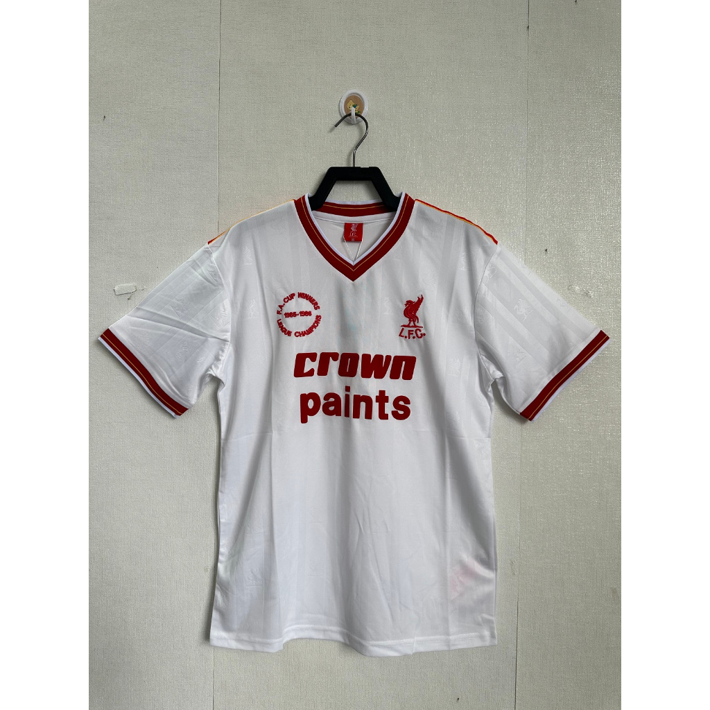 BAJU BOLA JERSEY LIVERPOOL AWAY RETRO 1985 1986 DOUBLE WINNER CROW PAINTS JERSEY LIVERPOOL RETRO PUT