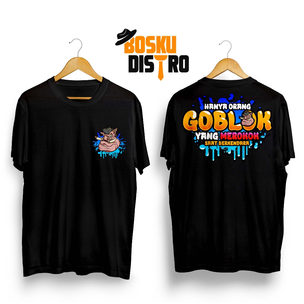 BOSKU DISTRO KAOS DISTRO GAMBAR KEREN CARTOON VECTOR JANGAN MEROKOK SAAT BERKENDARA DEPAN BELAKANG