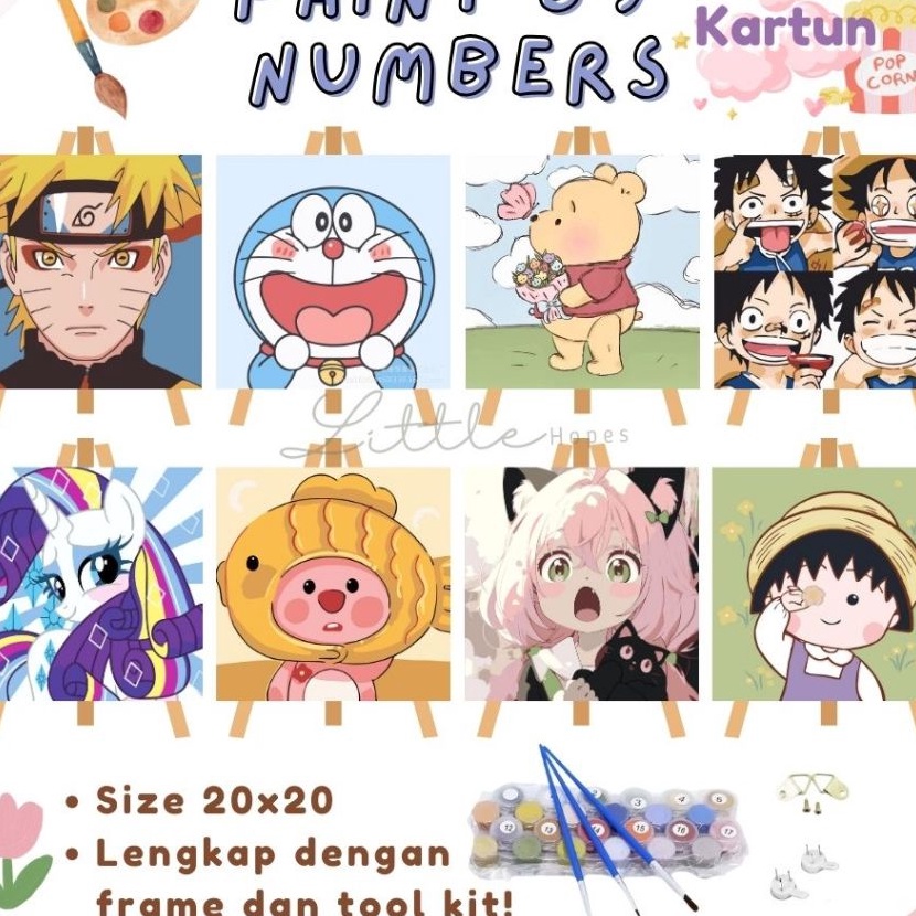 

HJ6 PAINT BY NUMBER KARTUN ANIME 2x2CM Canvas Painting Kit Frame Lukis Mudah Kreatif Aktivitas Anak