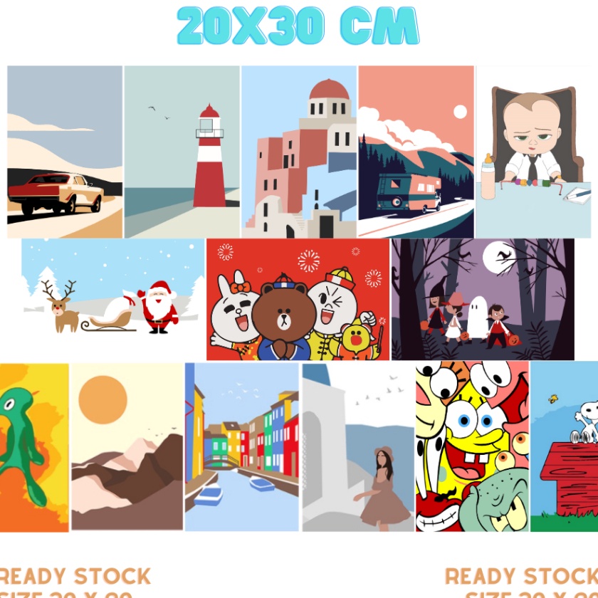

Langka DIY Canvas I Paint By Number Kit l DIY Paint by Number l Canvas Lukisan 3 x 2 cm