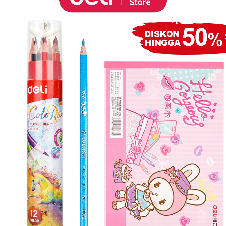 

Mega Deli combo Pensil Warna 12 Warna dengan Bonus Rautan Pensil pada with sketch book