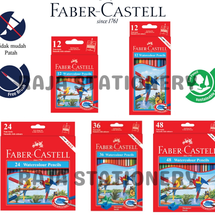 

Promo Faber Castell WATERCOLOUR Pencil 12 24 36 48 Pensil Warna Faber Cat Air Faber