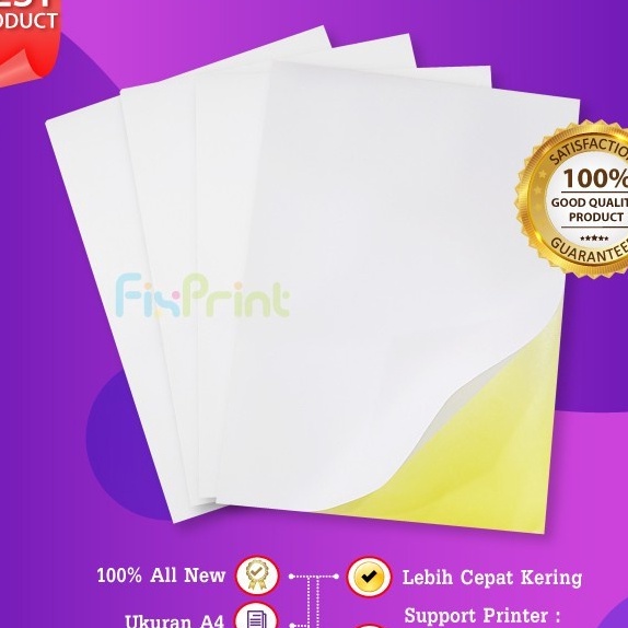

KF7 Kes Stiker Label Sticker Text Paper HVS Doff A4 Lembaran Paper