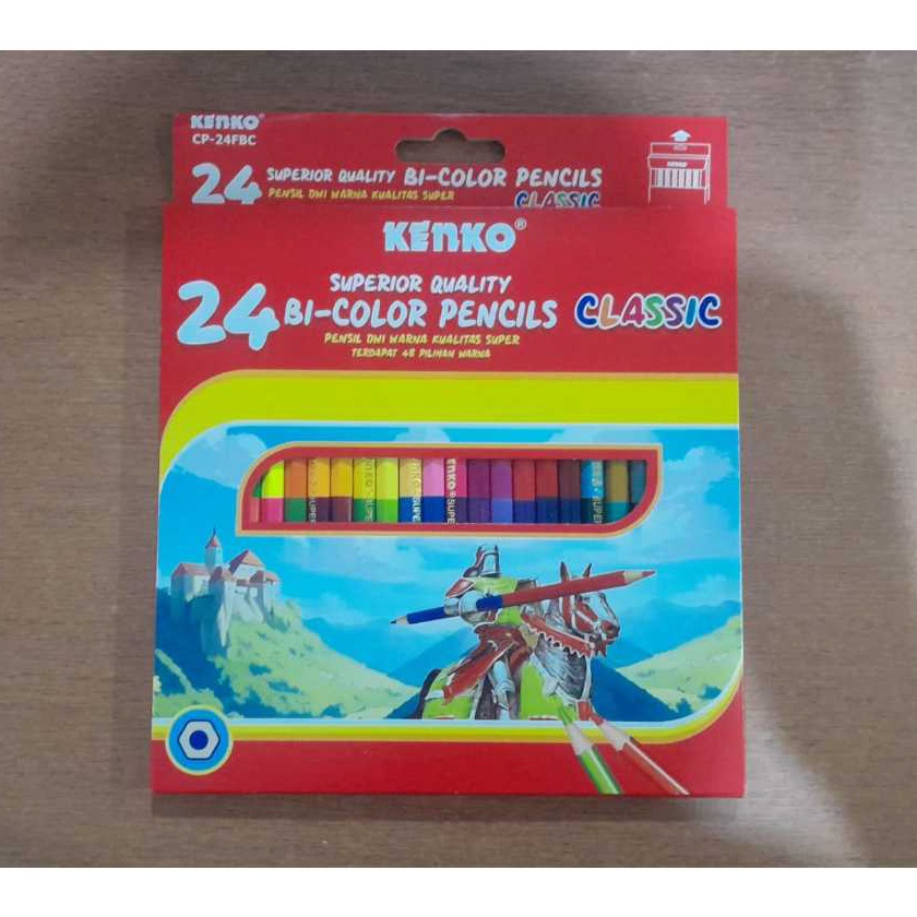 

Extra Pensil Warna KENKO 24 warna Bicolor CP24C 48 warna dengan 2 sisi