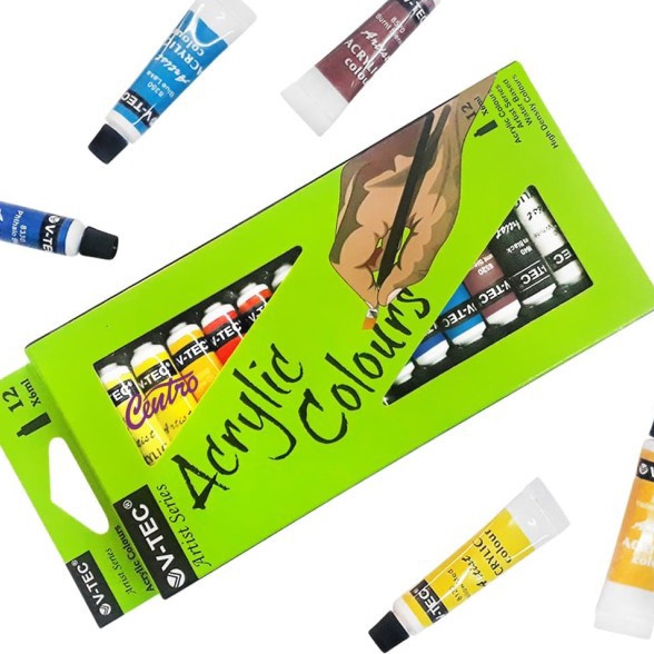 

KP8 VTec Acrylic Colour Set 12 Warna Cat Acrylic VTEC 6ML 12 Warna