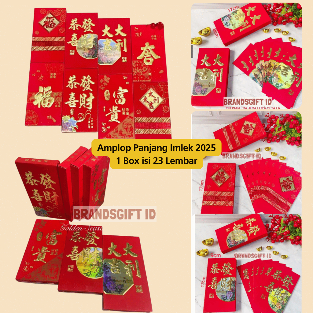 

GROSIR Termurah Angpao Imlek Panjang Isi 23pcs Fu / Gong Xi Fa Cai / Amplop Sincia / Hongbao
