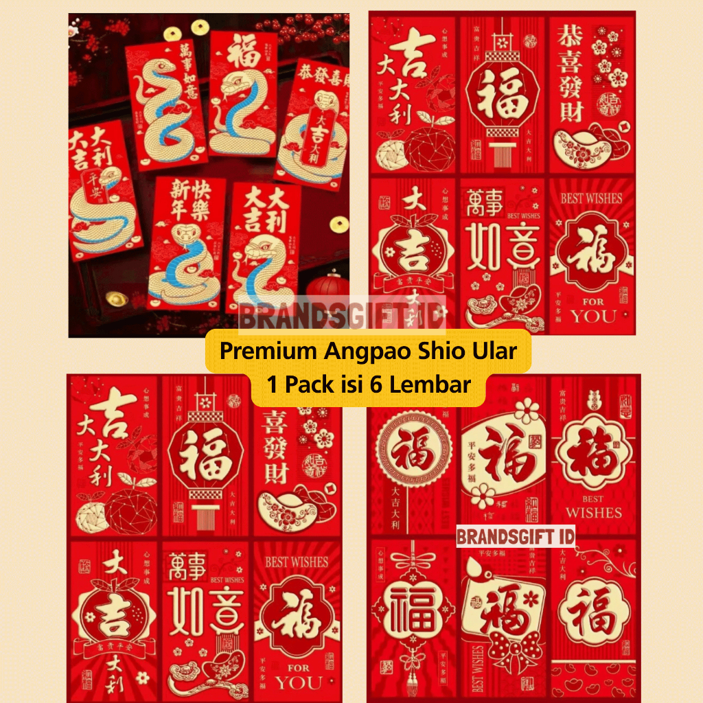

GROSIR Premium Angpao Imlek Shio Ular Panjang Merah isi 6 Terbaru 2025 Angpao Tebal isi 6 Lembar