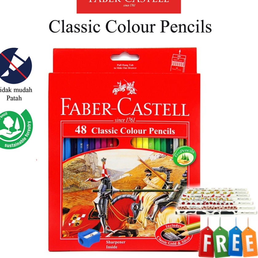 

Premium Pensil Warna Faber Castell 48 Warna Classic Colour Pencil Ukuran Panjang Gratis Rautan