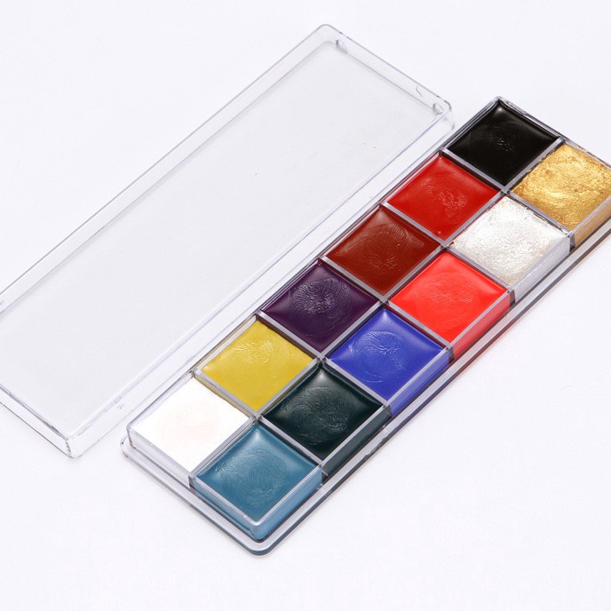 

HJ6 palet 12 warna face body paint painting makeup oil effect lukis wajah halloween karnaval