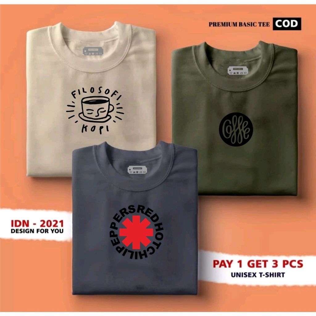 PROMO BUY 1 GET 3 PCS ( BAHAN TEBAL ) HARAPAN STORE JAYA-Kaos Distro Pria-Kaos Distro Terbaru Logo F