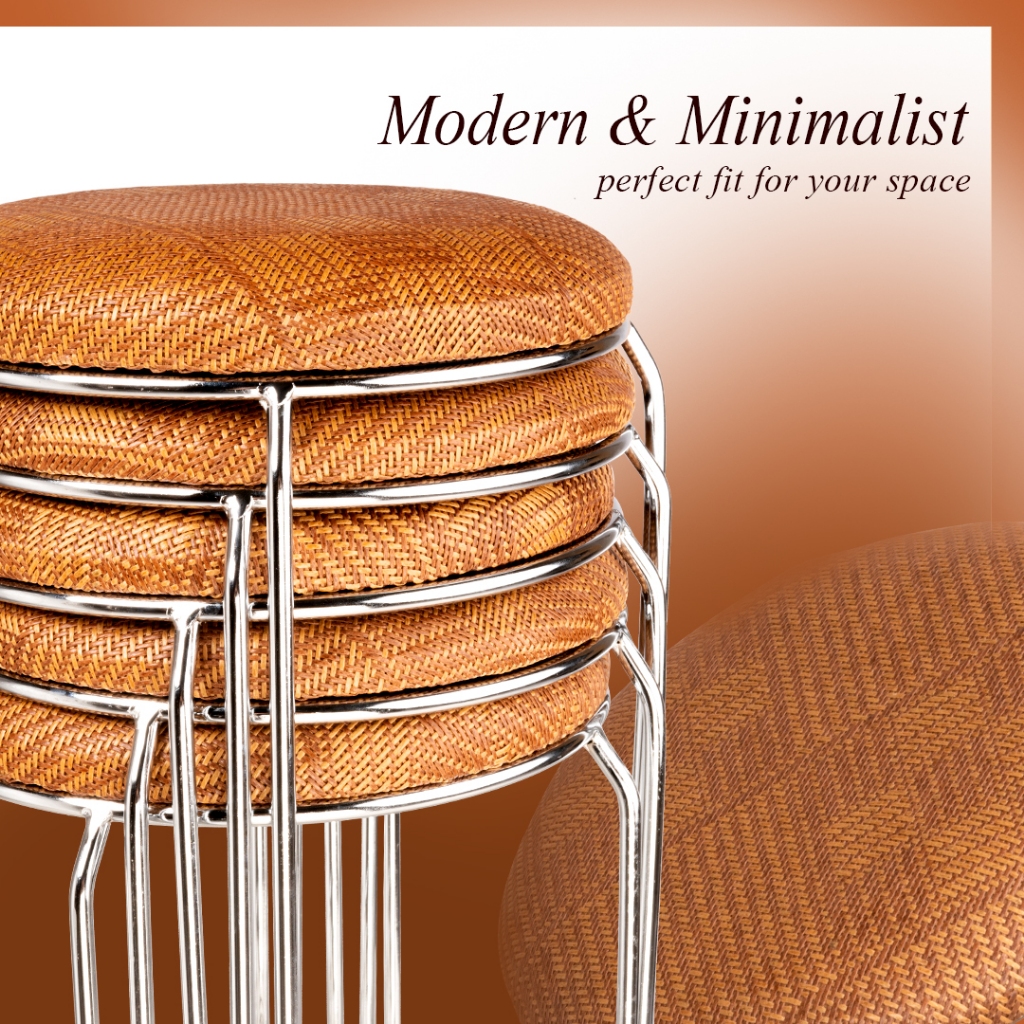 Kursi Bulat Motif Tikar, Kursi Bulat Minimalis Kursi Aesthetic Kursi Oreo Minimalis Kursi Bar