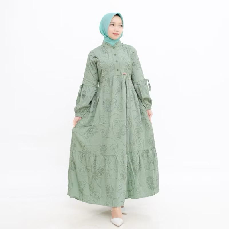 Gamis linen bordil midi dress linen bordil busui cod gamis 2025