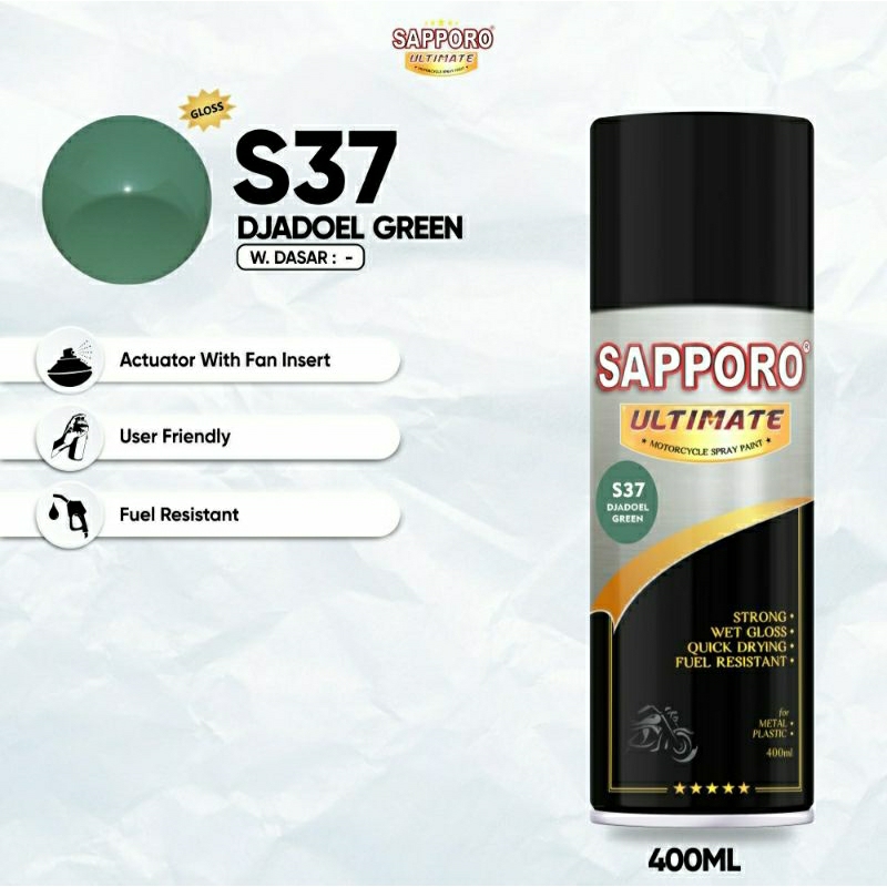 #MAU# Cat Semprot Sapporo Ultimate S37 Djadoel Green 400ml Hijau Solid Jadul Cat Spray Duco Sapporo 