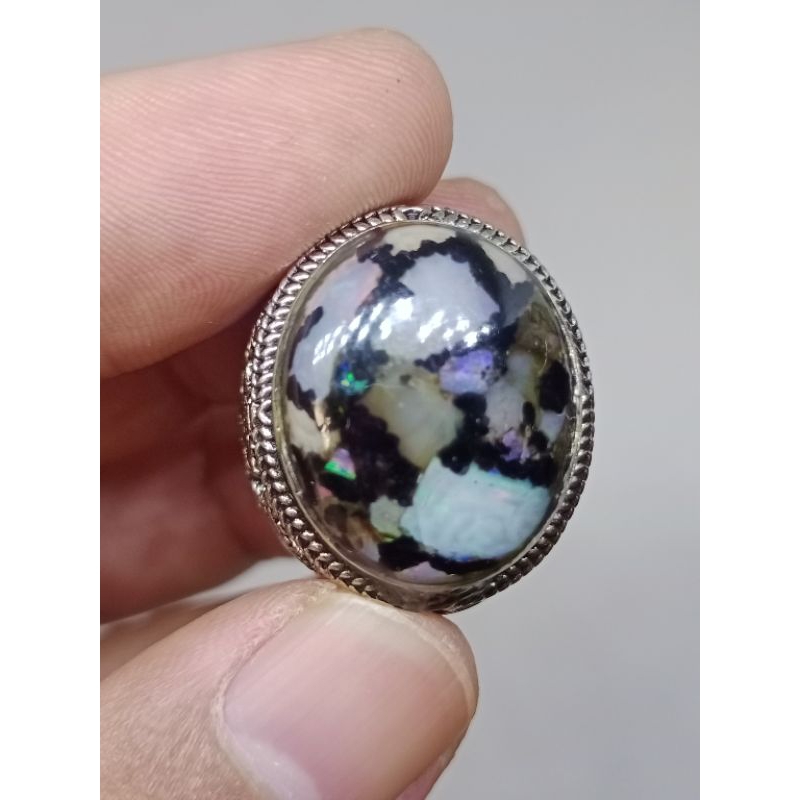 batu alam kalimaya Banten tok tok jarong biang tanpa senter size jumbo 20.4mm x 17.2mm ring 8.0