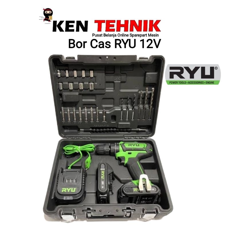 Mesin Bor Batrei Cas RYU 12V RCD 12v Corddles