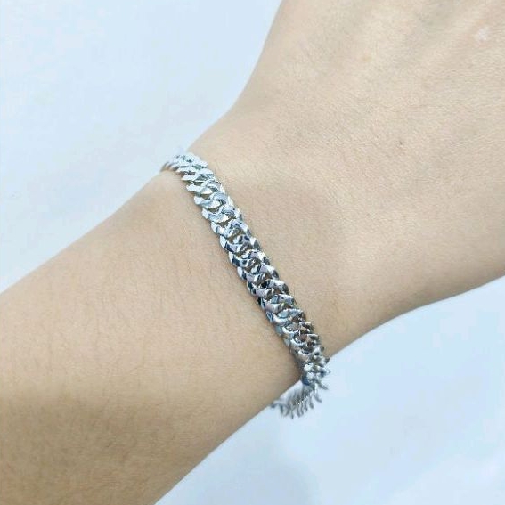 GELANG TANGAN EMAS PRIA WANITA SISIKNAGA POLOS CLASSIC PUTIH 17K 75