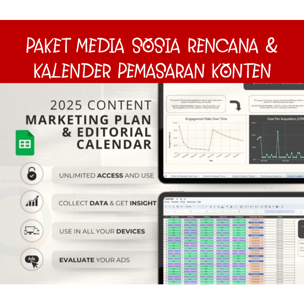Paket Media sosia Rencana & Kalender Pemasaran Konten